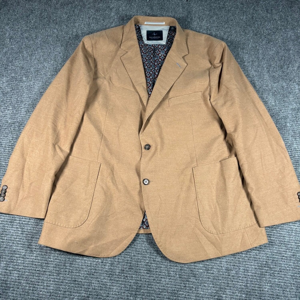 Tailorbyrd Collection Sport Coat Mens 48R Tan Excellent Patch Pocket 2-Button